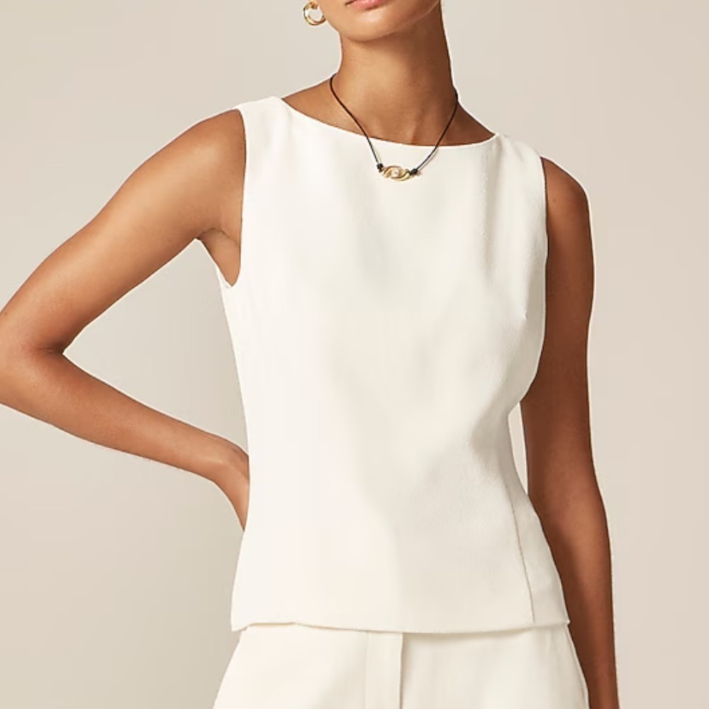 J crew Seamed shell top in bouclé ivory